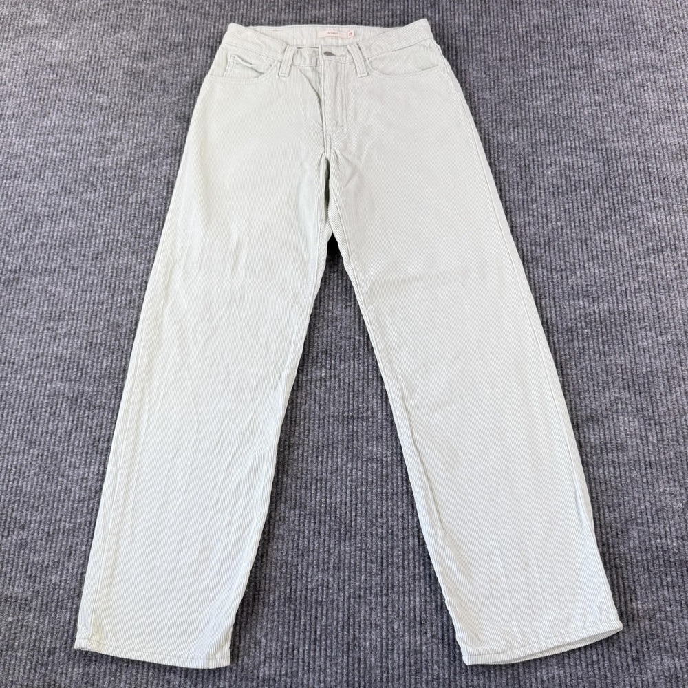 Levis 94 Baggy Straight Jeans Womens 27 Green High Rise Corduroy Relaxed‎ Fit